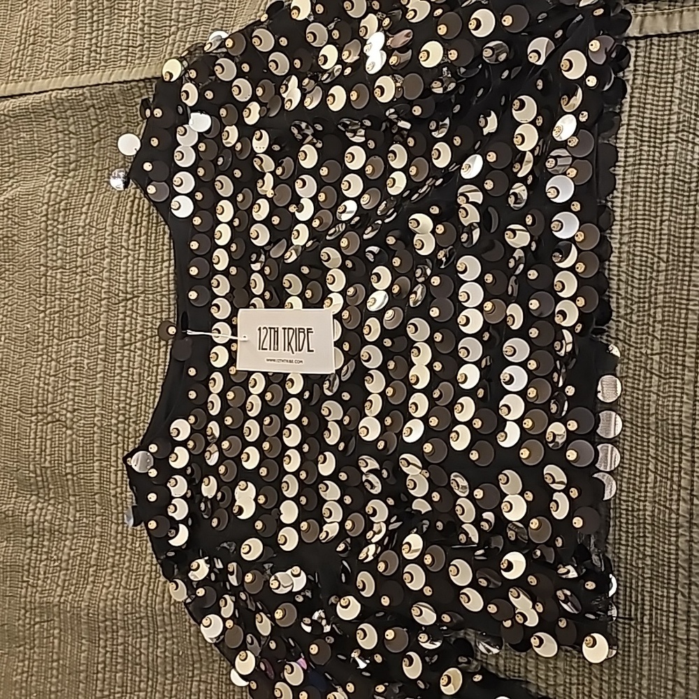 Mindy Disc Sequin Crop Top